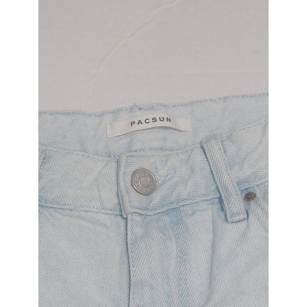 PacSun‎ High Rise Festival Denim Shorts Size 26 Light Wash Distressed Cutoff